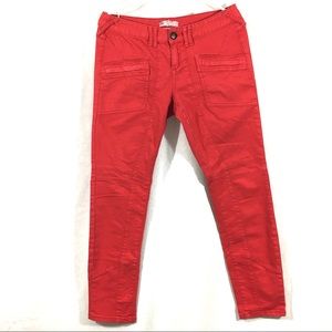 Free People Red Utility Jeans